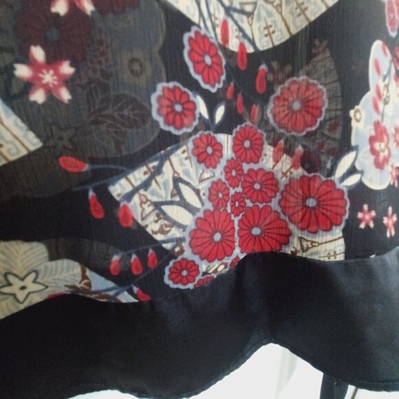 Speechless Sleeveless Y2K V-Neck Blouse Sz. Large Red Black Satin Chiffon - Picture 4 of 8